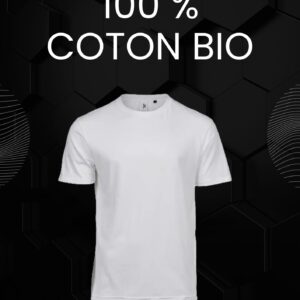 T-shirt jersey blanc en coton bio, certifié Oeko-Tex 100