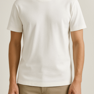 T-shirt jersey Blanc r en coton bio, certifié Oeko-Tex 100 Composition 100 % coton . Coupe contemporaine . Type de col rond . Certifié Oeko-Tex 100