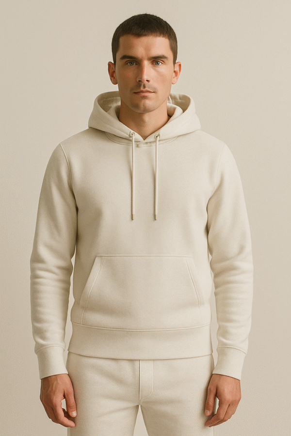 Sweat-shirt Blanc à capuche, en coton certifié RCS https://outrageroyal.com/