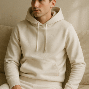 Sweat-shirt Blanc à capuche, en coton certifié RCS https://outrageroyal.com/